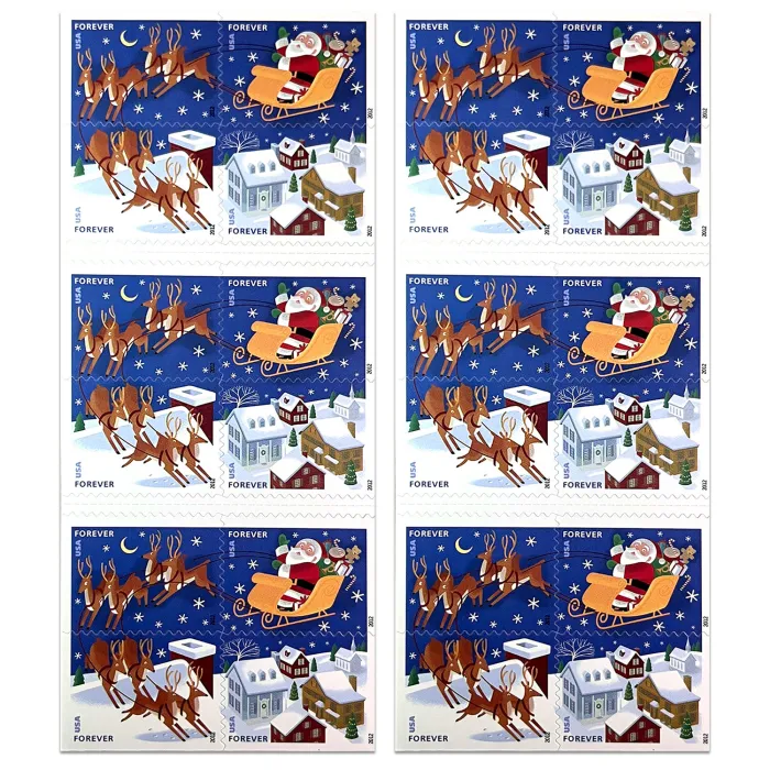 2012 Santa and Sleigh Stamps - Forever Stamps