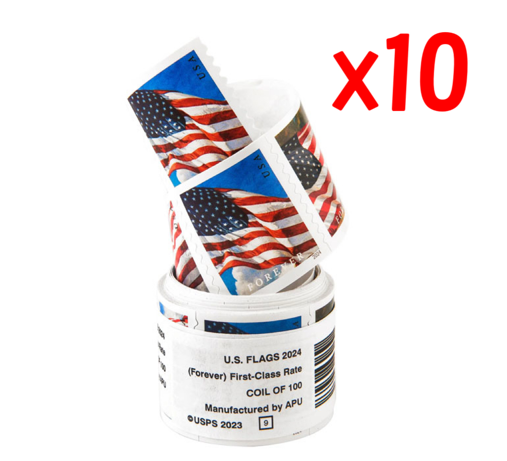 2024 U.S. Flags Stamps 10 rolls - Forever Stamps